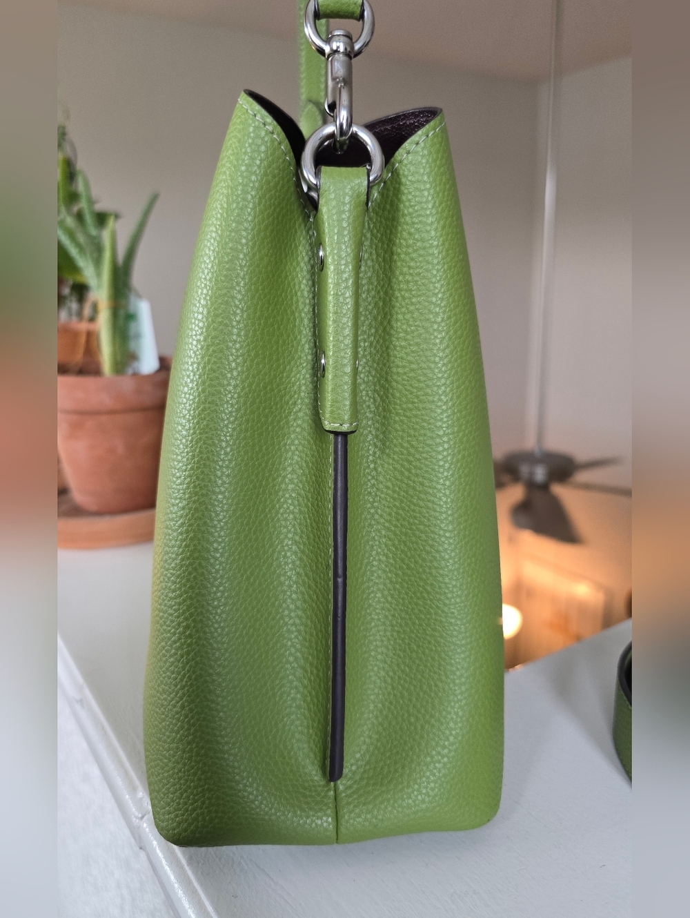 Coach Pebbled Leather Willow Dark Lime Color Shoulder Bag #C2621 - Picture 12 of 16